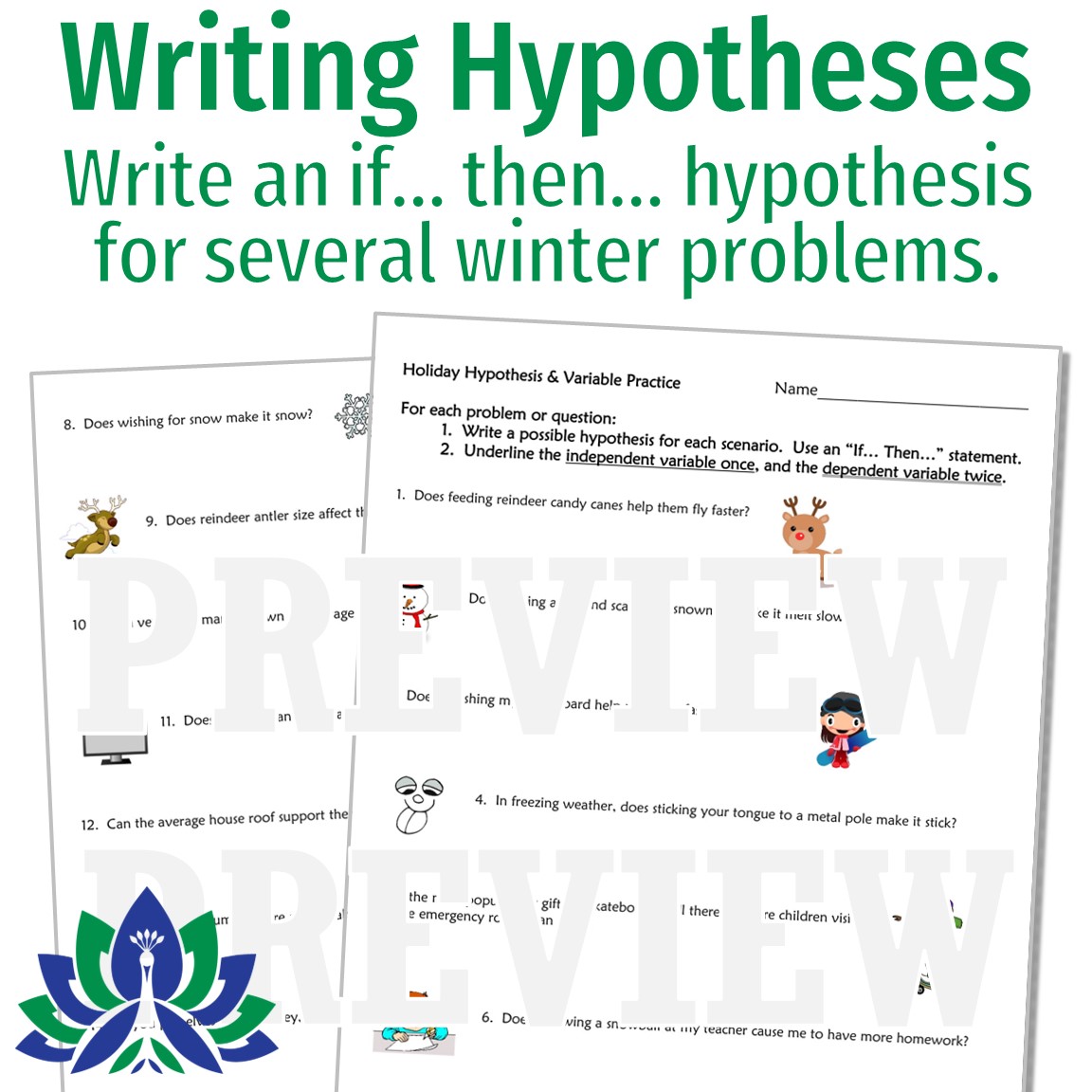 christmas science worksheets: scientific method - flying colors